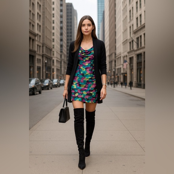 Adrianna Papell Floral Pleated Cocktail Dress Size 12 - Picture 2 of 10